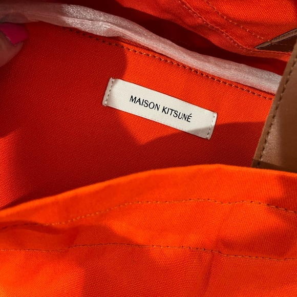 MAISON KITSUNE Orange Surf Drawstring Top Tote Bag - Picture 12 of 12